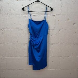 Zara Women's Satin Effect Spaghetti Strap Mini Dress Electric Blue Size Small